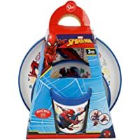 SET PREMIUM BICOLOR 3 PCS (PLATO- CUENCO y VASO 260ML) SPIDERMAN GRAFFITI